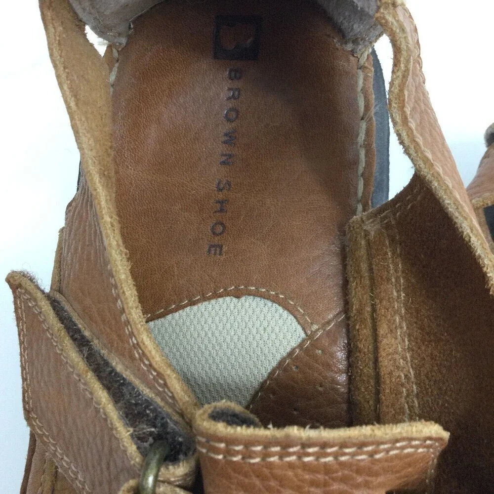 Brown Shoe Co. Mens Mc Farland Leather Strap Sandals Brown Size 11M 24933-7